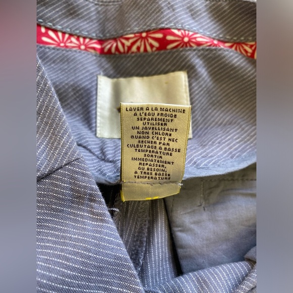 Elevenses Anthropologie Cropped Wide Leg Striped High Waist Pants Blue Size 2 - Picture 9 of 11